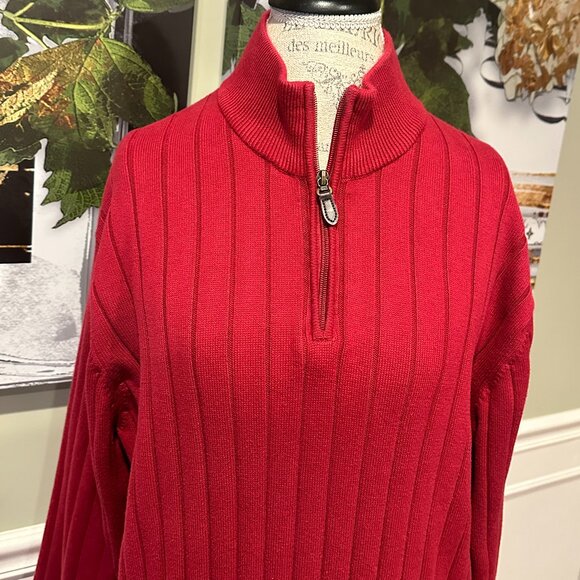 JOS.A.BANK MEN'S 1/4-ZIP PULLOVER SWEATER:PRE-OWNED BLACK or DEEP RED LARGE - Picture 12 of 16